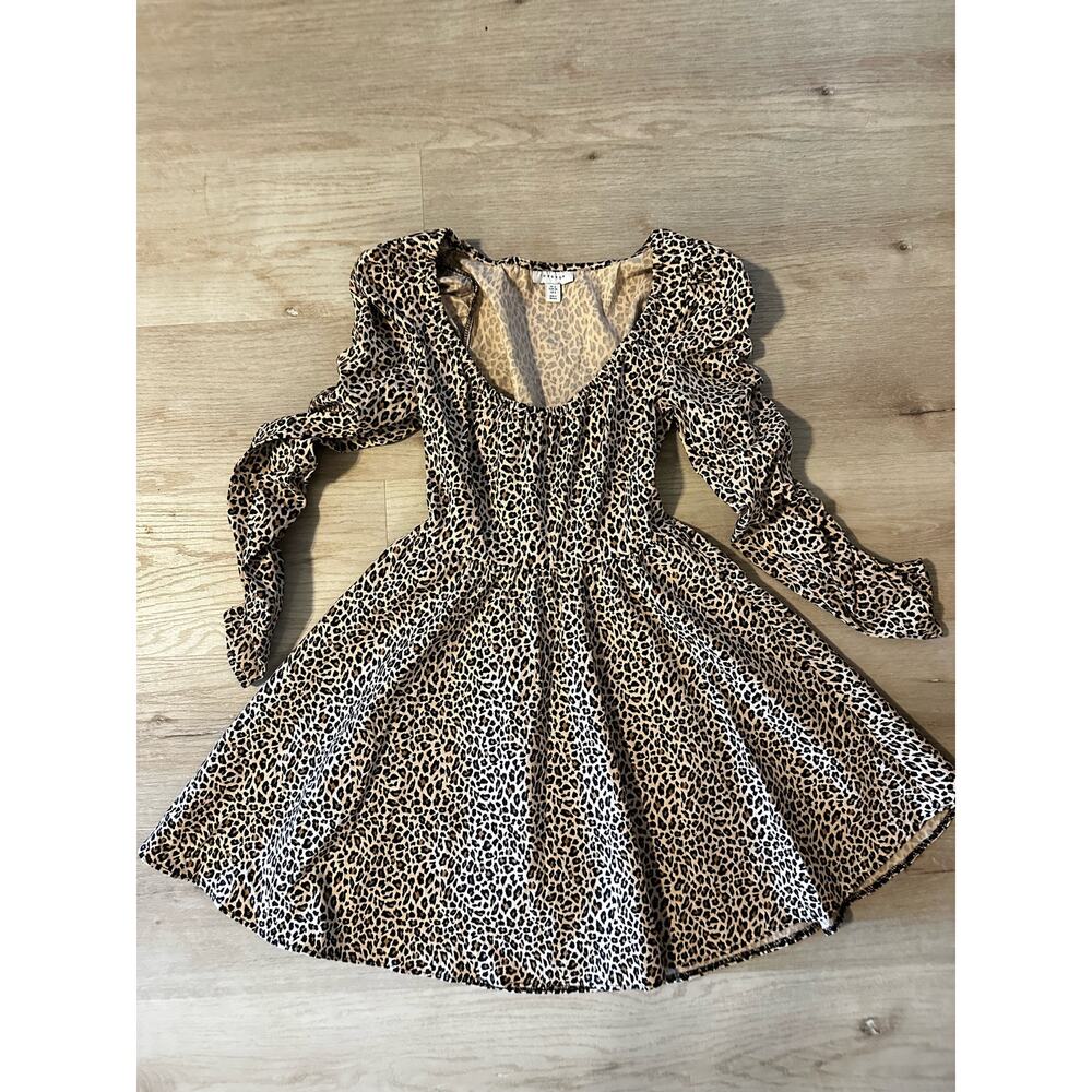 Topshop stretch long sleeve leopard print dress size small